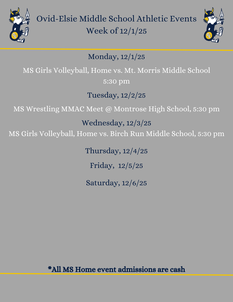 MS Athletics week of 12/1/25