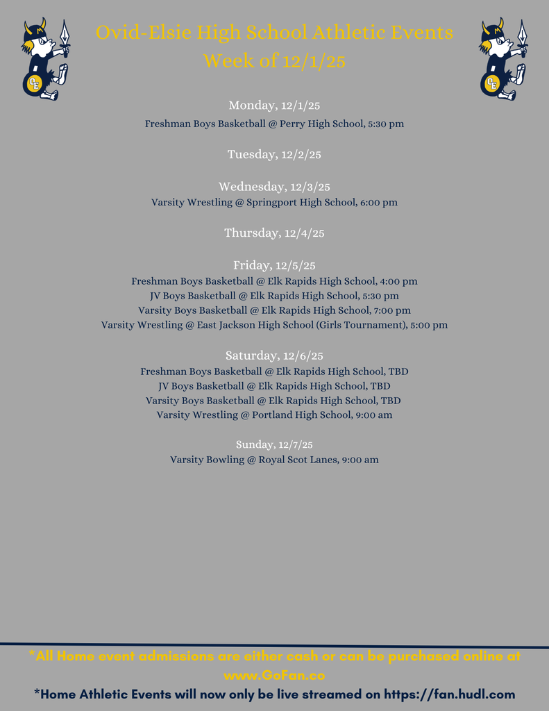 HS Athletics - week of 12/1/25