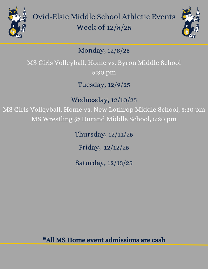 MS Athletics week of 12/8/25