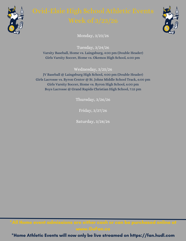 HS Athletics week of 3/23