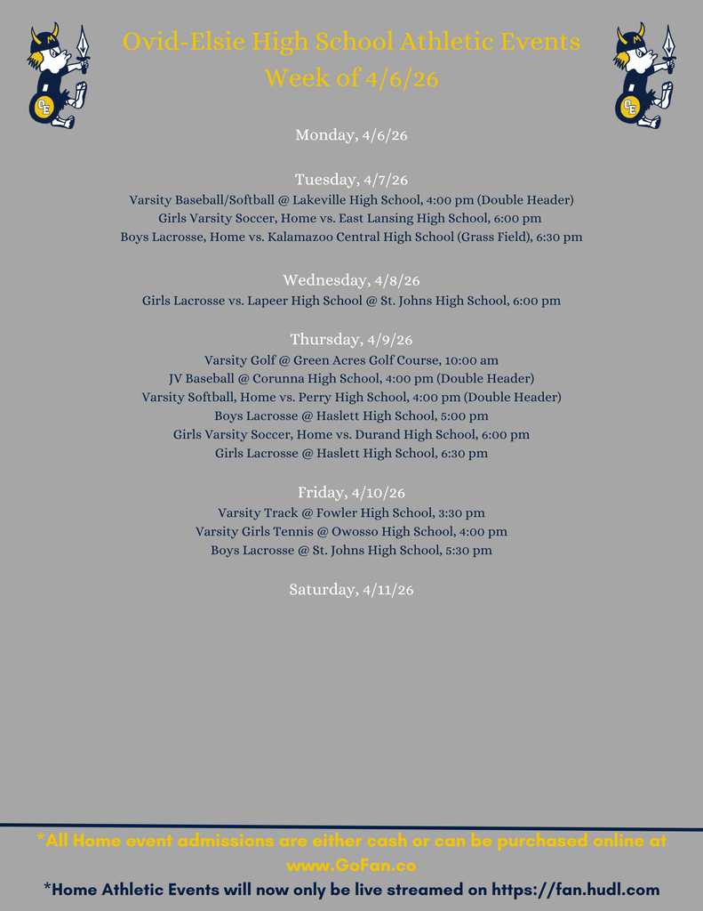 HS Athletics, week of 4/6