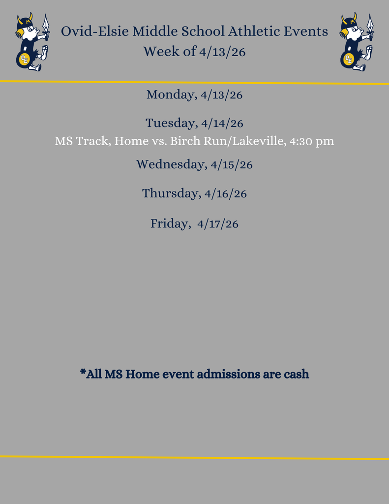 MS Athletics week of 4/13