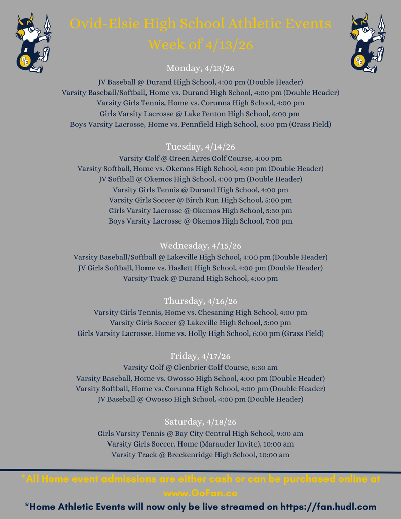 Athletics week of 4/13