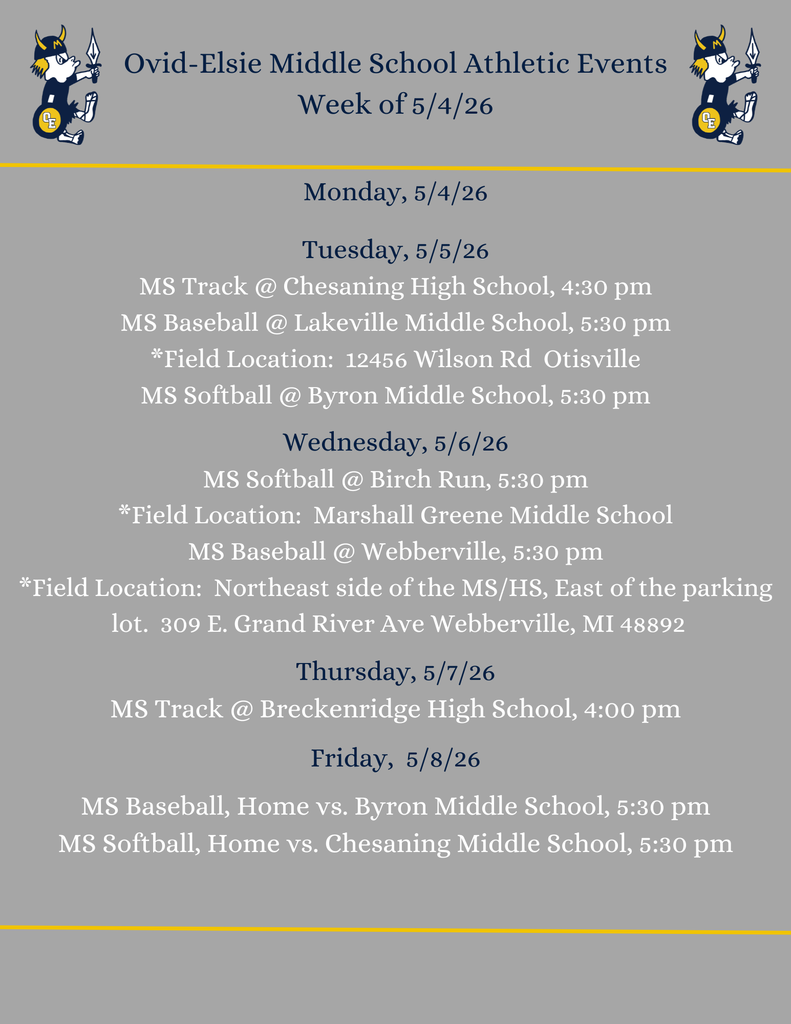 MS Athletics week of 5/4