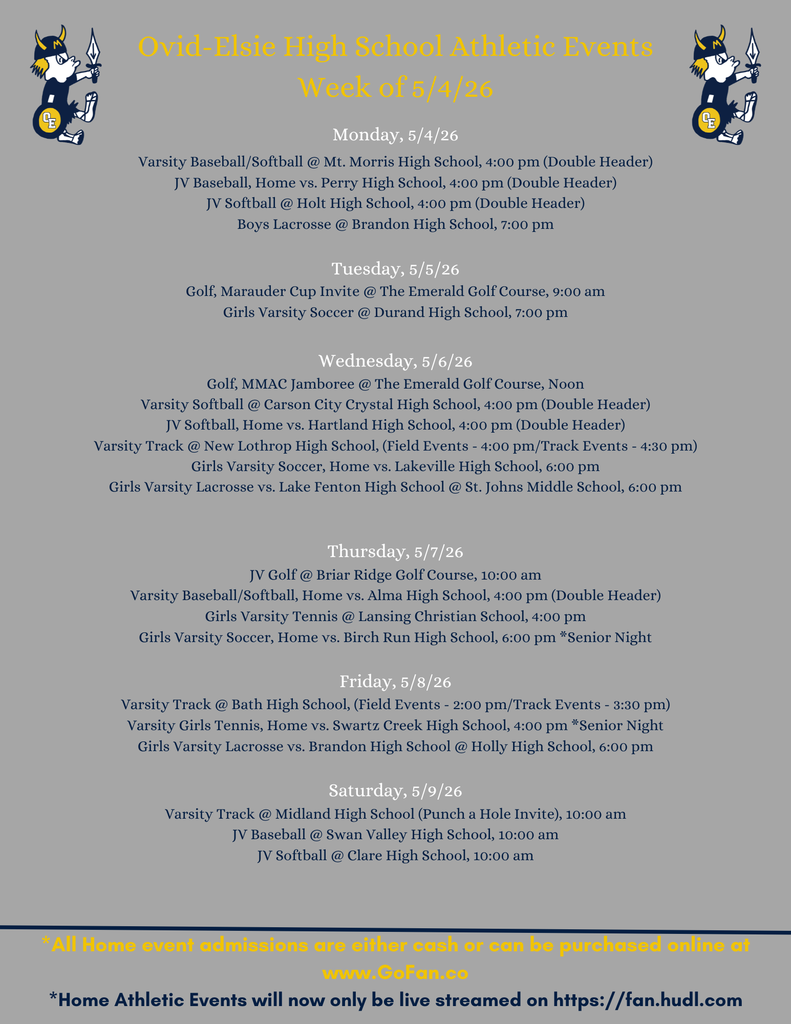 HS Athletics - week of 5/4