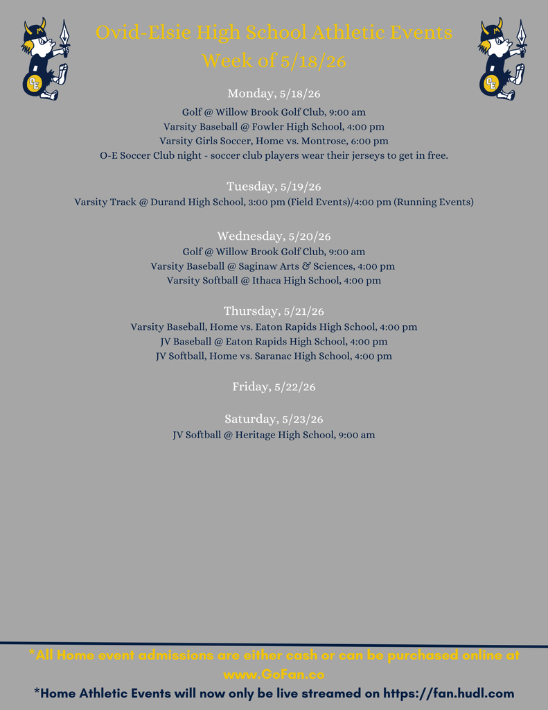 HS Athletics - week of 5/18