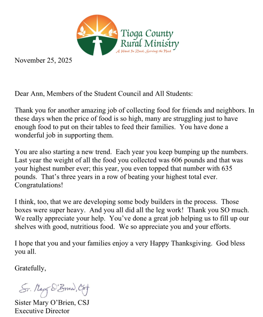 OES Food Drive For Tioga County Rural Ministries Photo