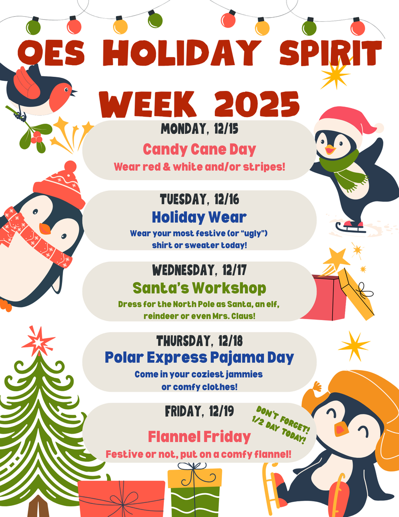 OES Holiday Spirit Week Themes