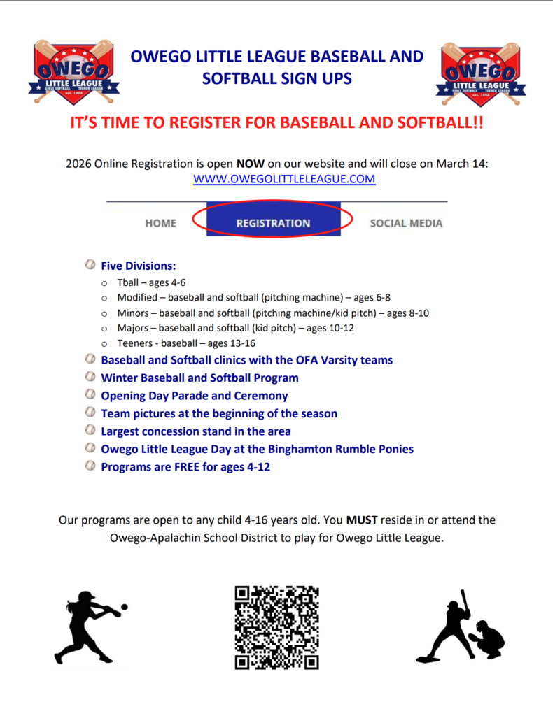 Owego Little League Registration Flier