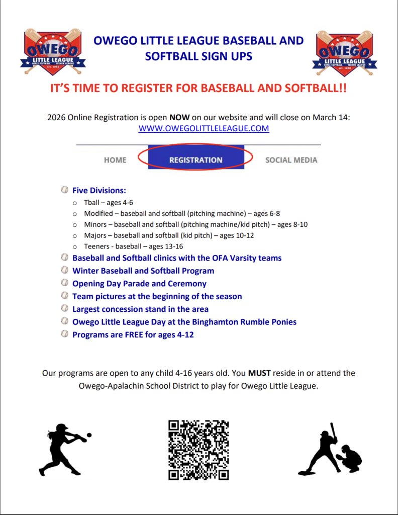 Owego Little League Registration Flier