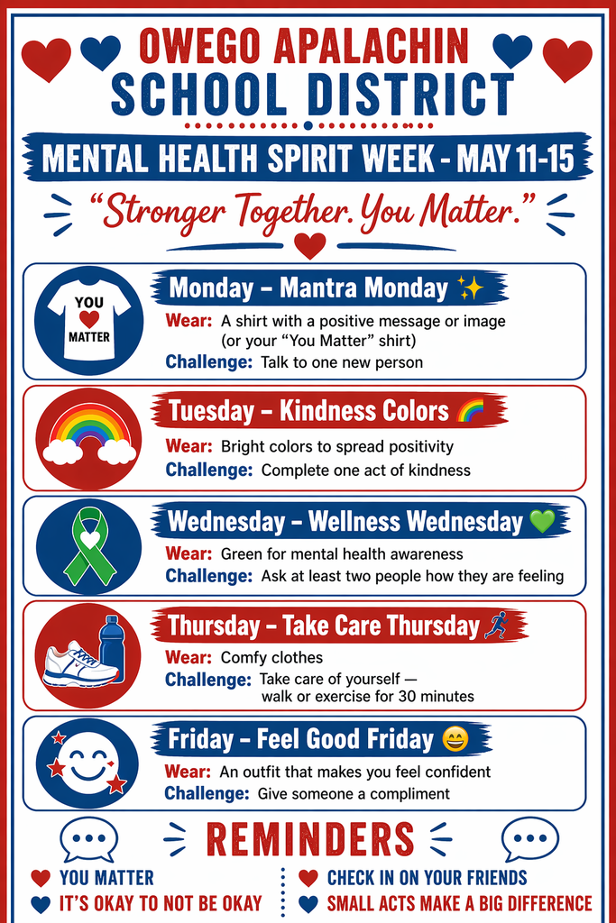 OACSD Mental Health Spirit Week May 2026