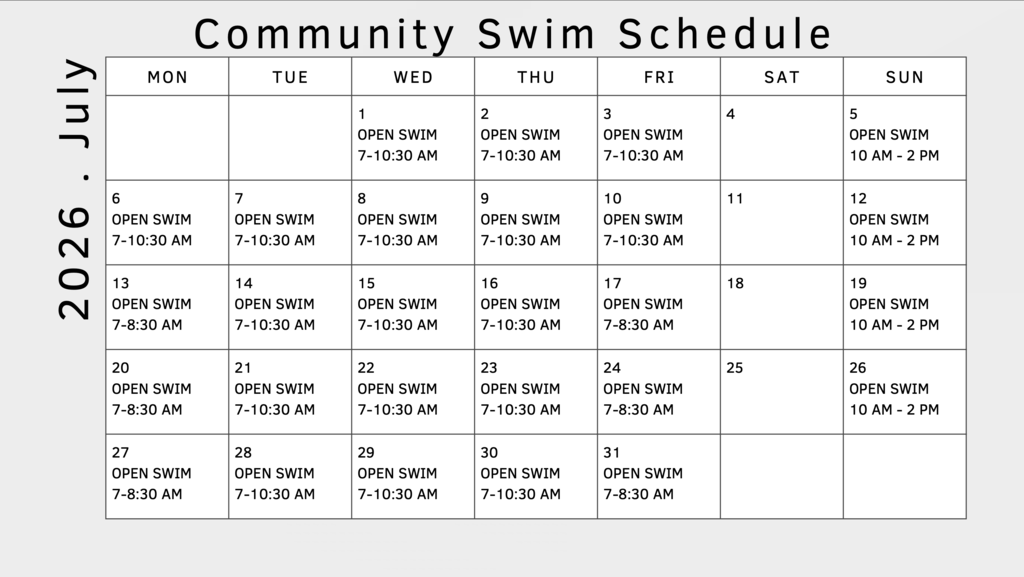 July Pool Schedule
