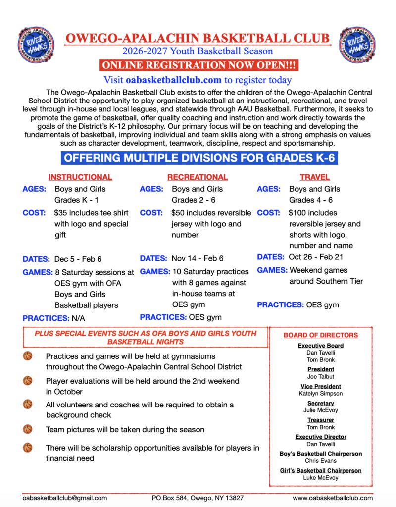 OA Bball Club Registration Flyer