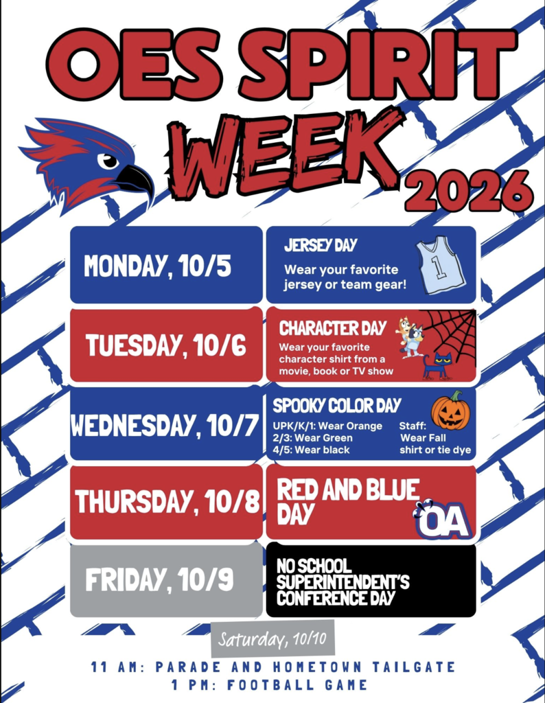 OES Spirit Week 2026 Flyer