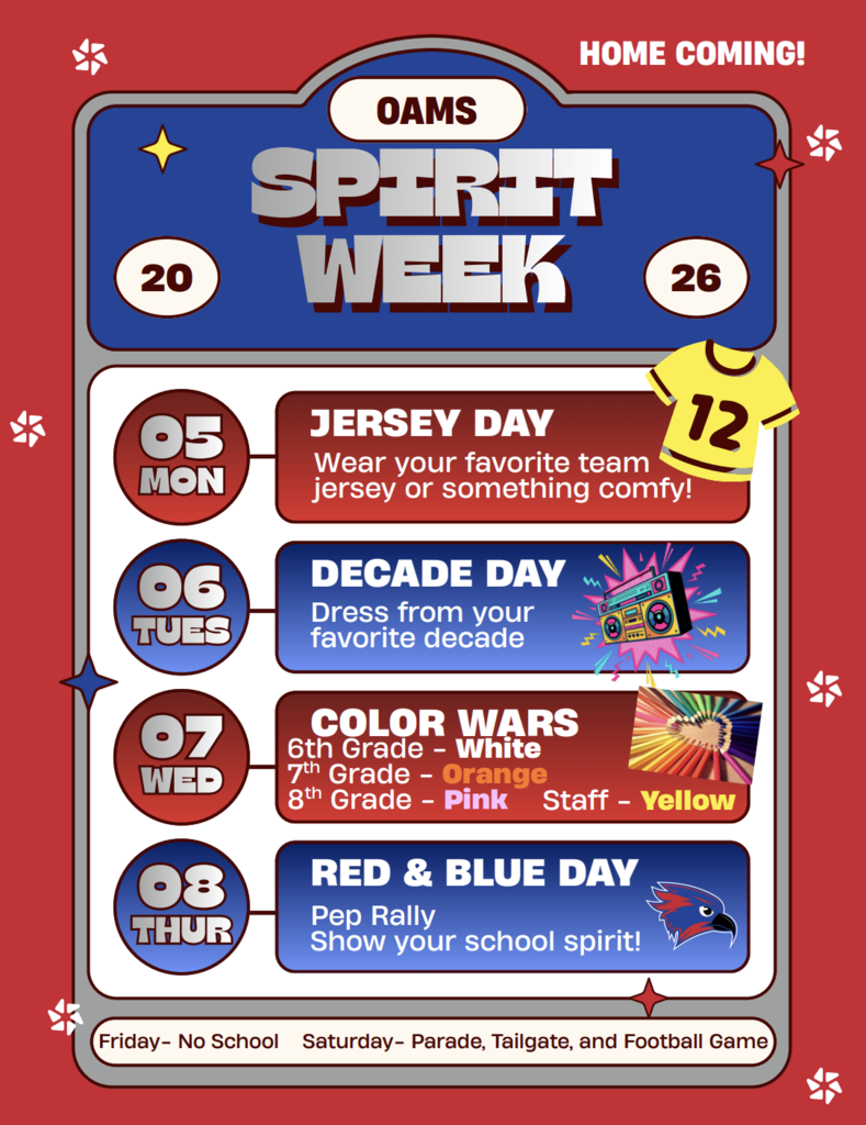 OAMS Spirit Week Flyer