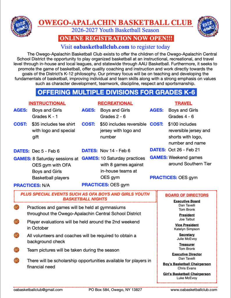 OA Bball Club Registration Flyer