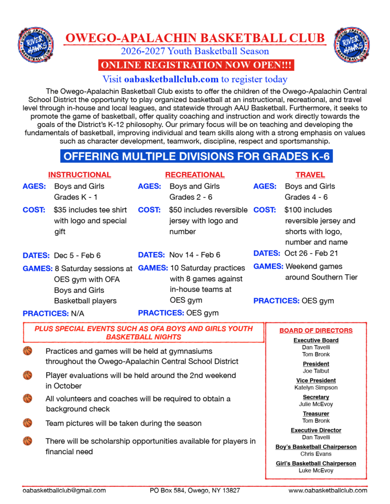 OA Bball Club Registration Flyer
