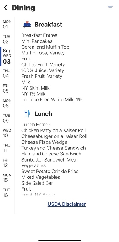 App Dining Menu
