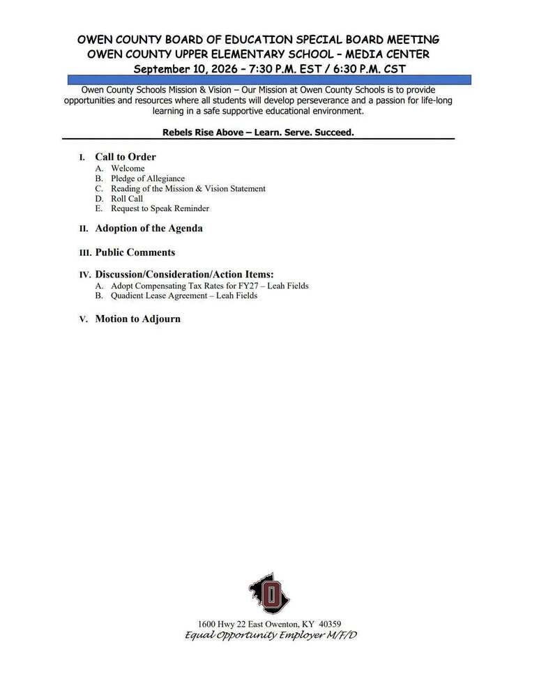 Board Agenda