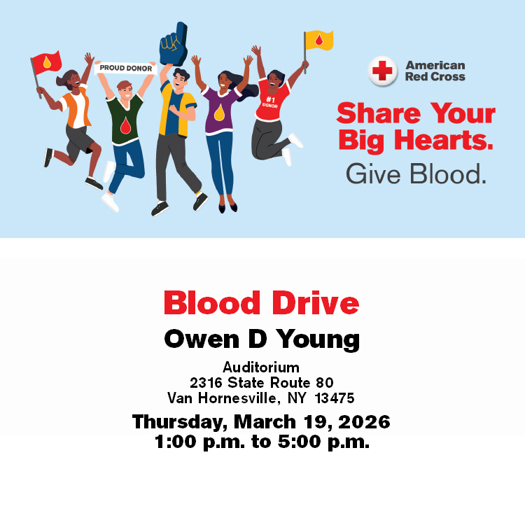 ODY Blood Drive flyer: Share Your Big Hearts. Give Blood