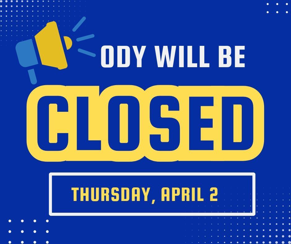 School closed announcement with megaphone on blue background