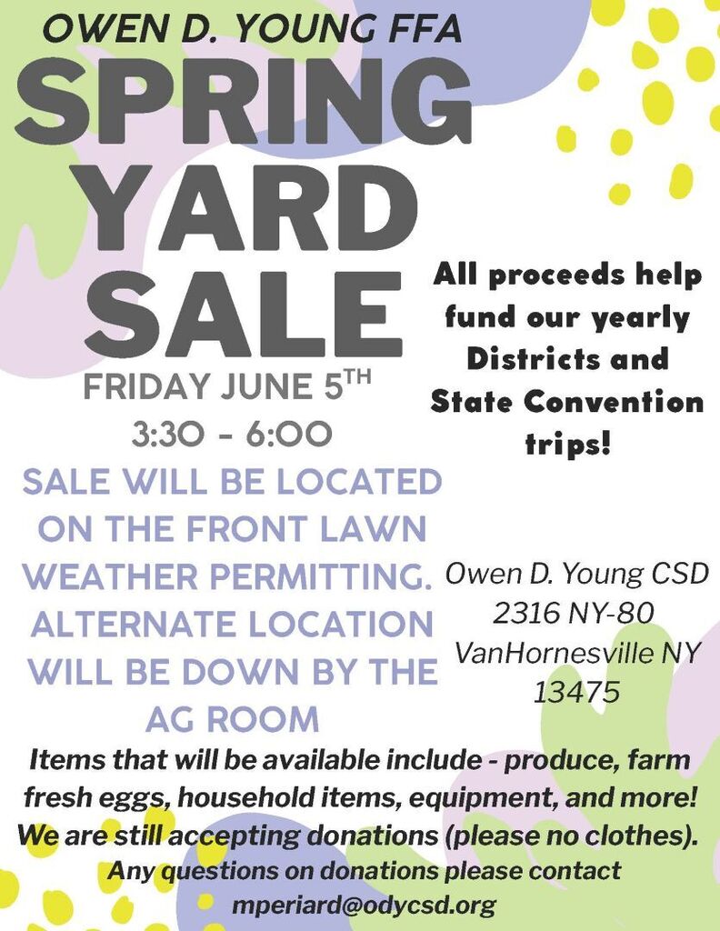 FFA Spring Yard Sale flyer