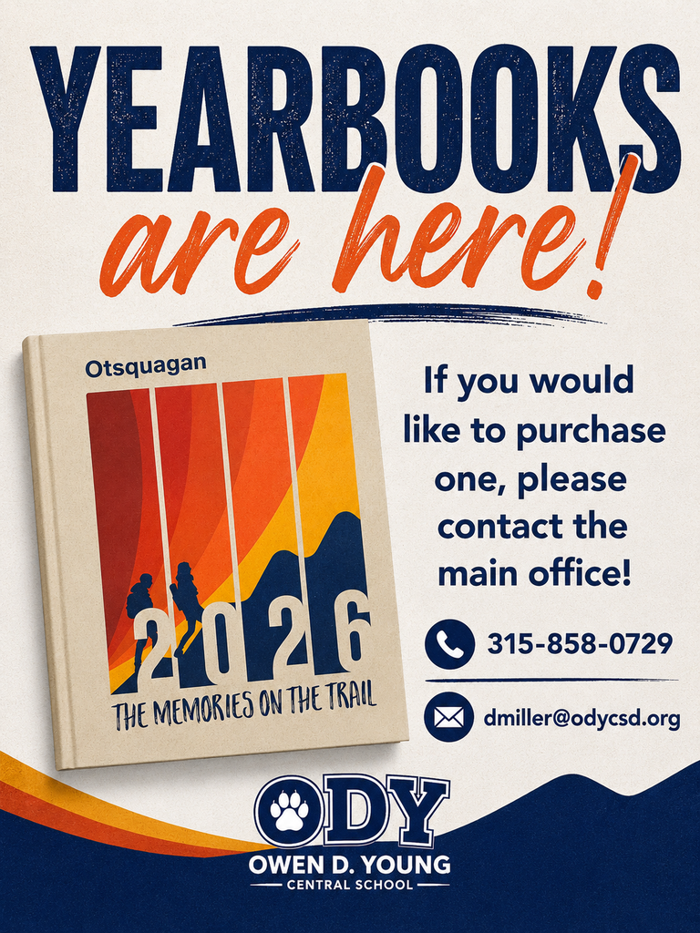 ODY Yearbooks are here! If you would like to purchase one, please contact the main office! 315-868-0729 or email dmiller@odycsd.org