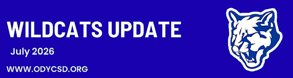 the Wildcats Update masthead with logo on blue background