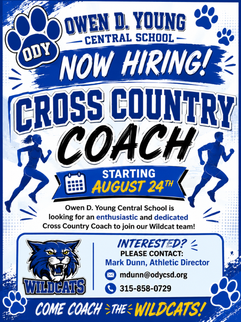 Owen D. Young Centrl School is now hiring cross country track coach