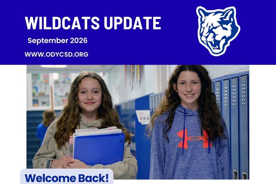 Wildcats Update masthead featuring logo on blue background