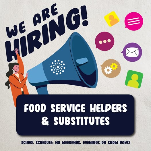 employment announcement for School Food Service Staff openings