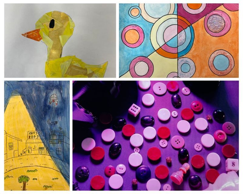 Collage of artwork with four images