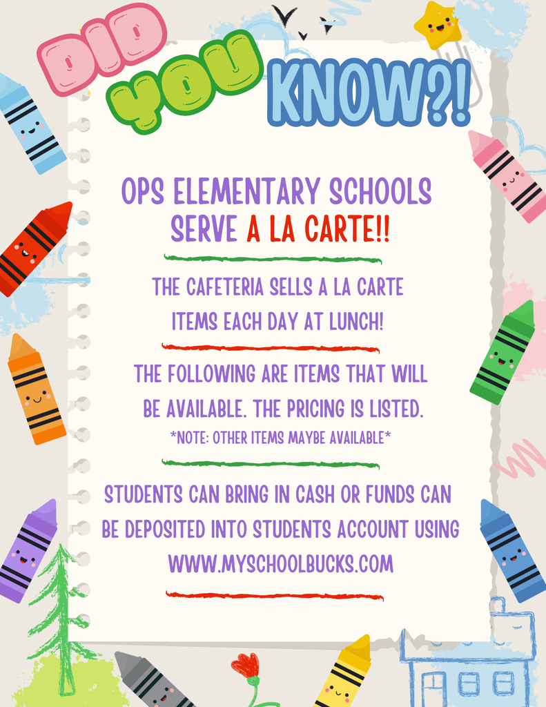 OPS Elementary Schools - A La Carte