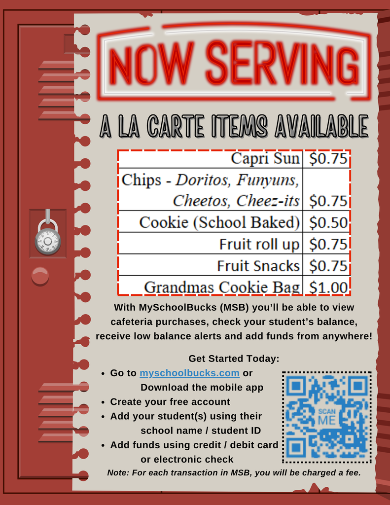 Ala Carte - items and how to pay