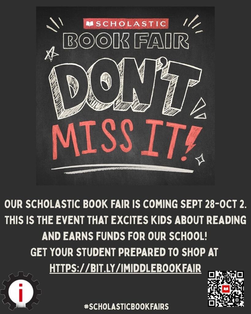 Book Fair Poster. Includes link to iMiddle Book Fair Page.
