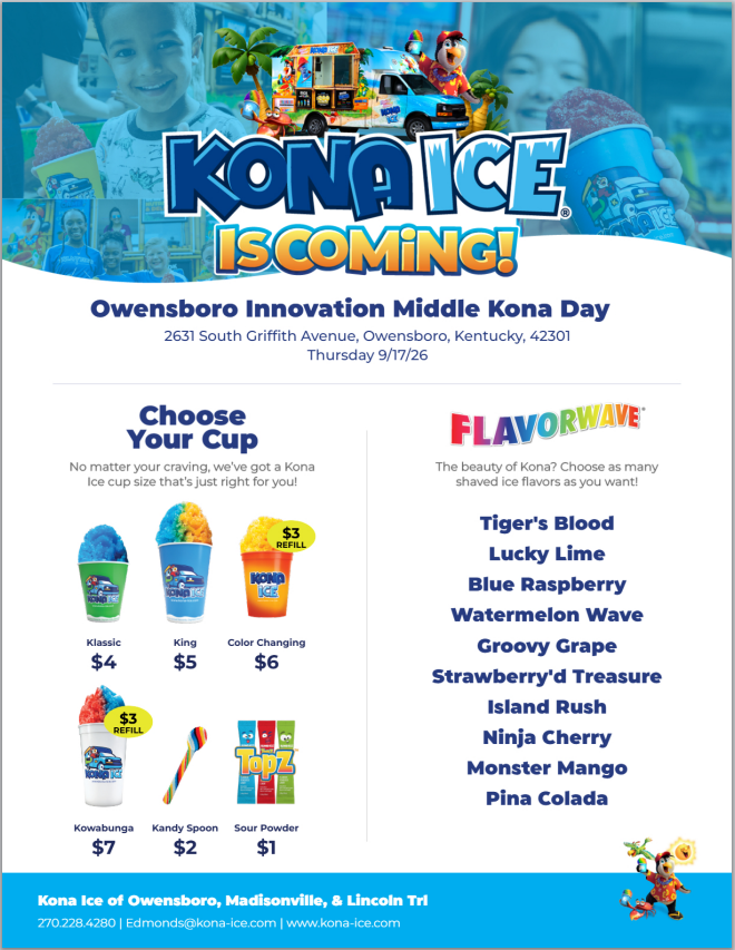 Kona Ice Menu