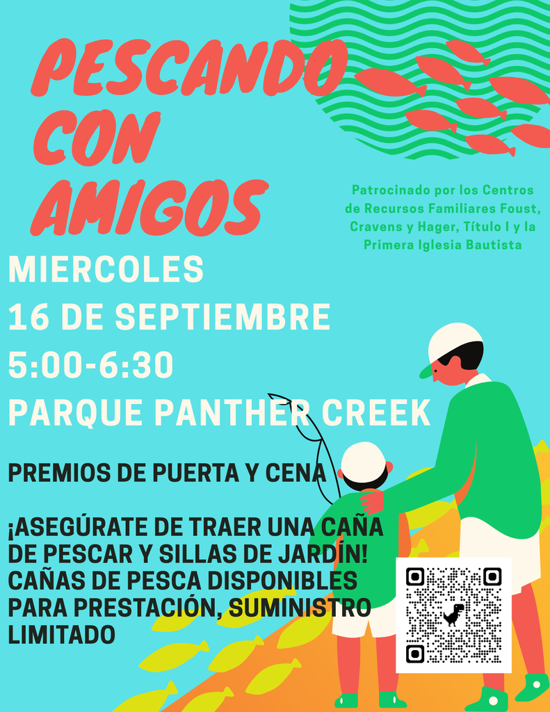Free family event with fishing and dinner at Panther Creek Park today from 5-6:30.