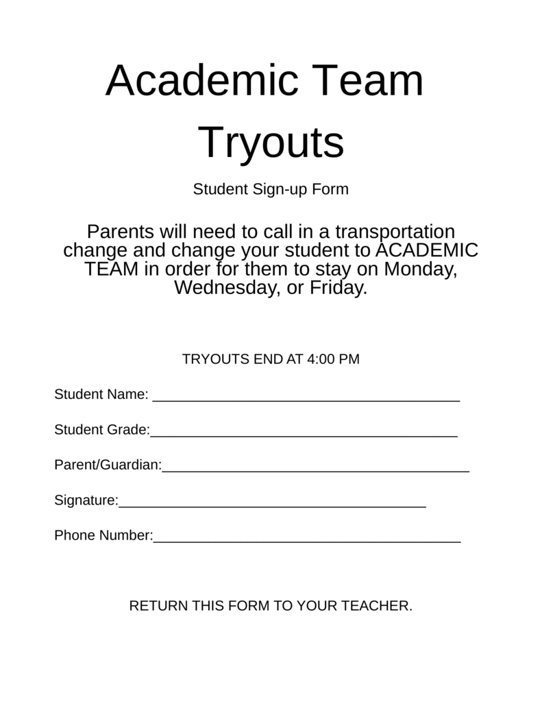 Tryouts Flyer