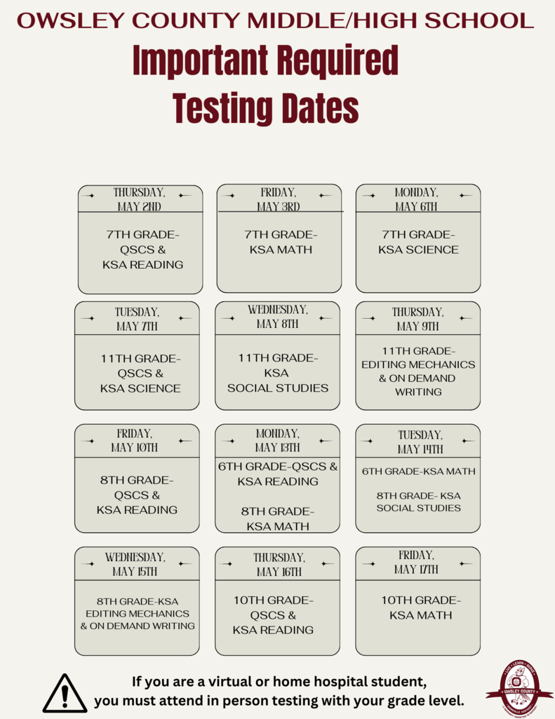 OCHS Test Dates