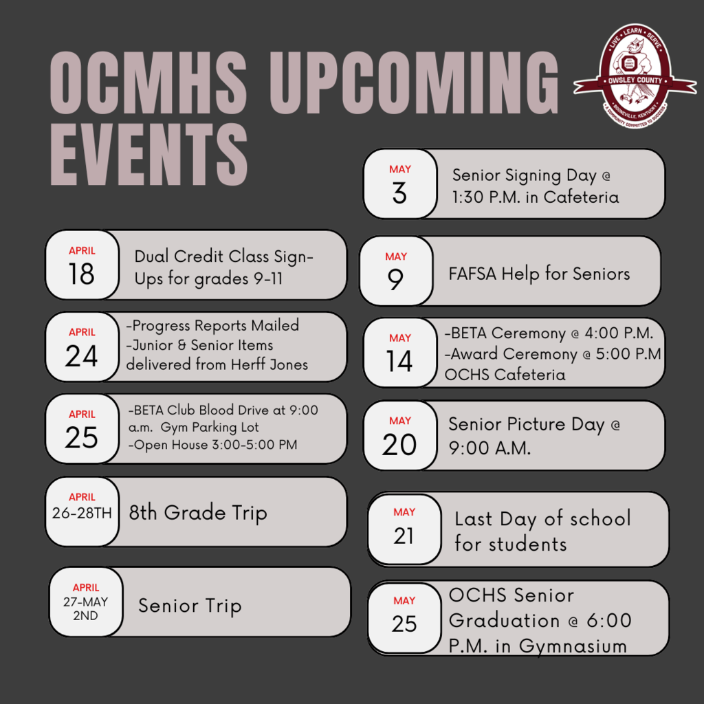 OCMHS Events