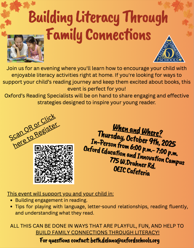 Building Literacy Through Family Connections. Thursday, October 9th, 2025