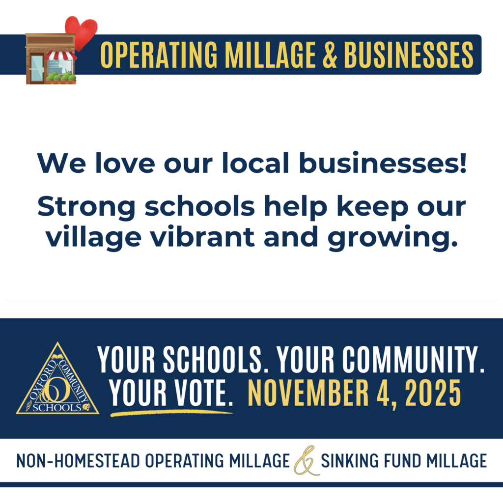 Operating Millage & Businesses: We love our local businesses! Strong schools help keep our village vibrant and growing.