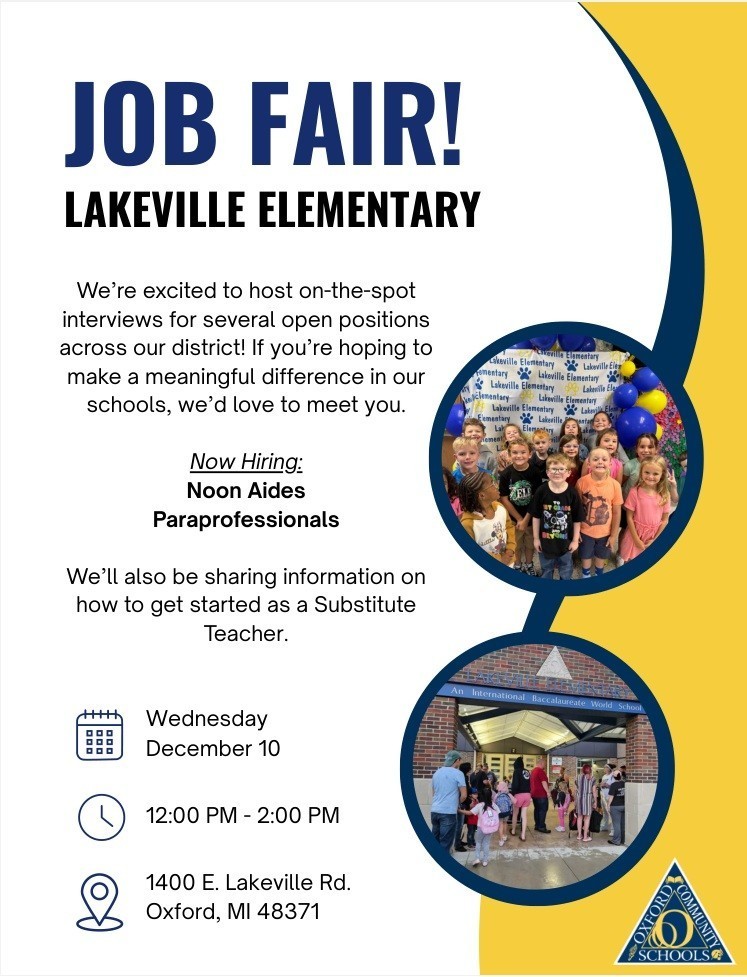 Upcoming Job Fair at Lakeville Elementary