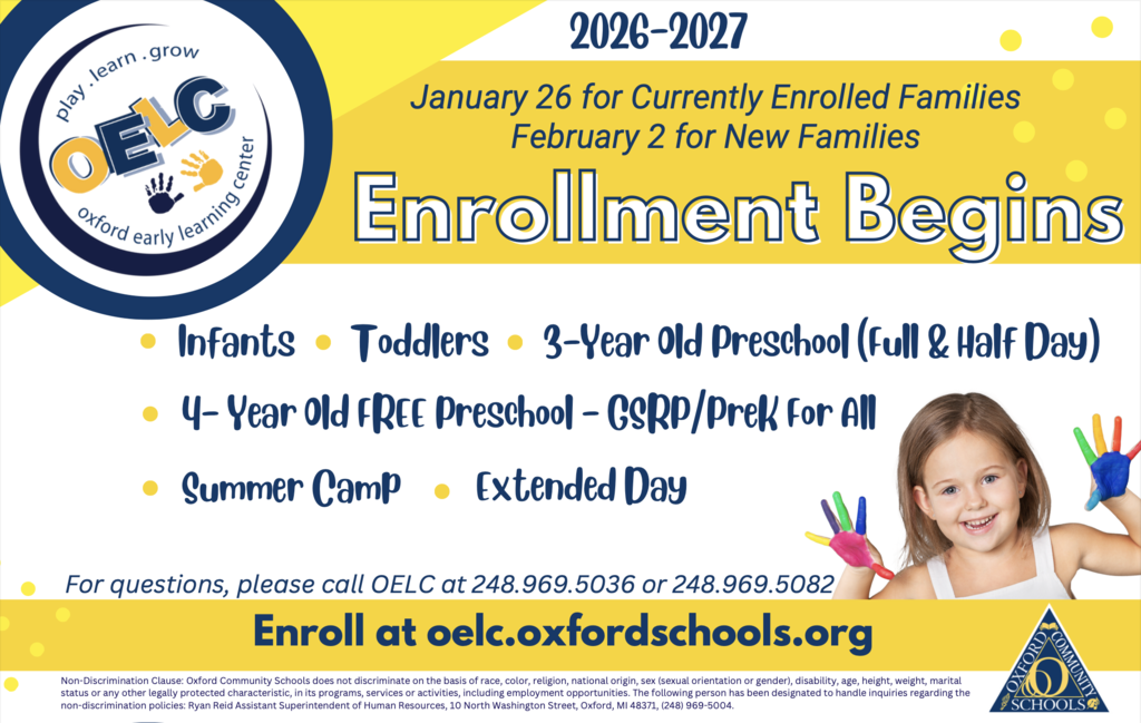 Enrollment Begins 2026-2027- starting January 26 for currently enrolled families and February 2 for new families. 