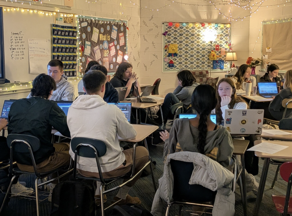 students working on laptops