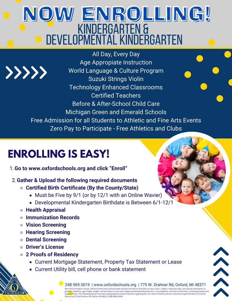 Now Enrolling! Kindergarten and Developmental Kindergarten 