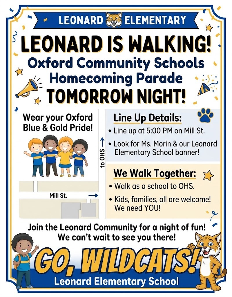 Leonard details for the OHS Homecoming Parade! TOMORROW!