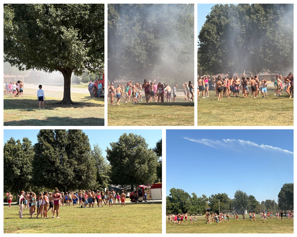Students enjoyed being sprayed by the fire truck during the first mystery bash of the year!