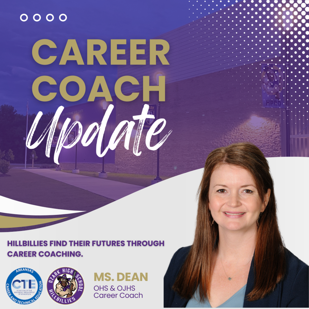 Career Coach Update. Hillbillies find their futures through career coaching. Ms. Dean OHS & OJHS Career Coach.  Arkansas CTE Program.