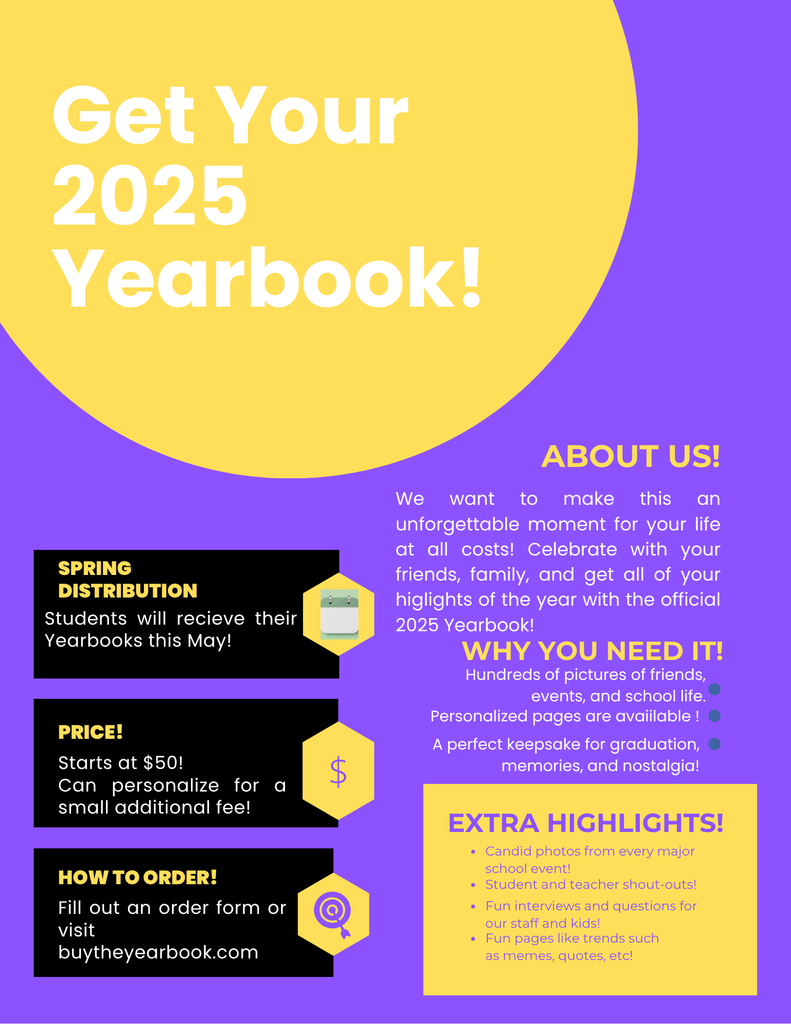 Yearbook Flyer - Spring distribution - starts at $50